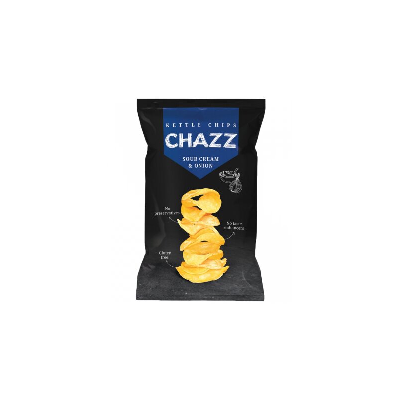 Bulvių traškučiai CHAZZ grietinėlės ir svogūnų skonio, 90g