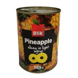 Ananasų griežinėliai  silpname sirupe Blik 567g