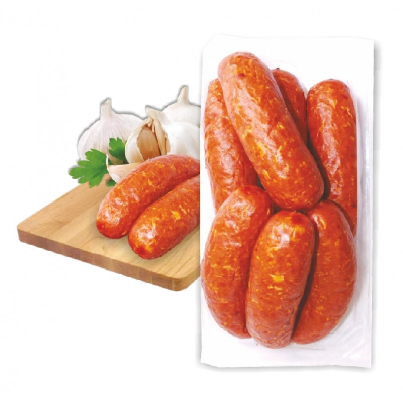 Kaimiškos dešrelės, karštai rūkytos, 1kg