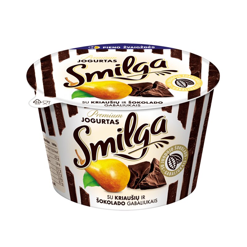 Jogurtas SMILGA su šokolado gabaliukais ir kriaušėmis 200g