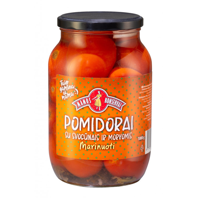 Marinuoti pomidorai su svogūnais ir morkomis  Mamos konservai, 1000g