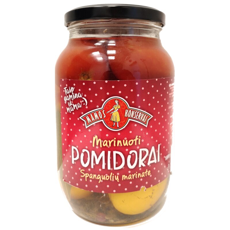Marinuoti pomidorai  Mamos konservai spanguolių marinate,1kg