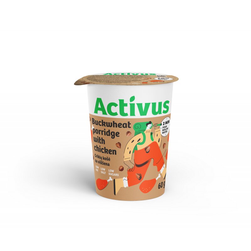 Grikių košė  Activus  su vištiena 60g, Kauno grūdai