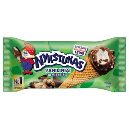 Ledai Nykštukas 150ml/90g vaniliniai grietininiai su pieninio šokolado skonio glaistu ir migdolais