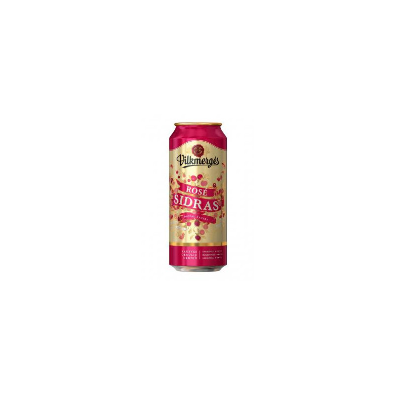 Gazuotas aromatizuotas sidras  Vilkmergės  ROSE (5.0%), 500 ml
