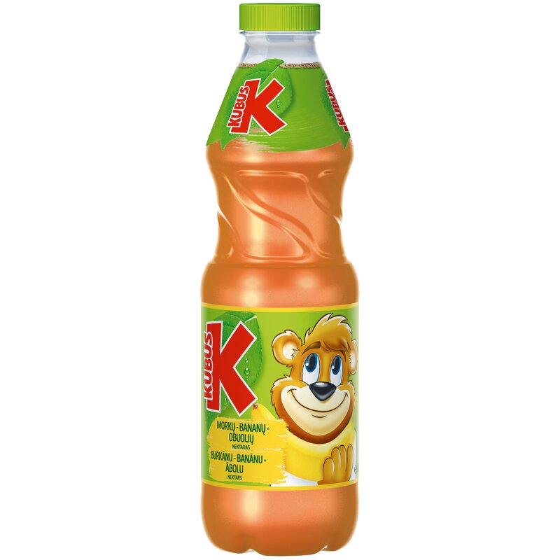 Nektaras  Kubuš morkų, bananų, obuolių, 850 ml