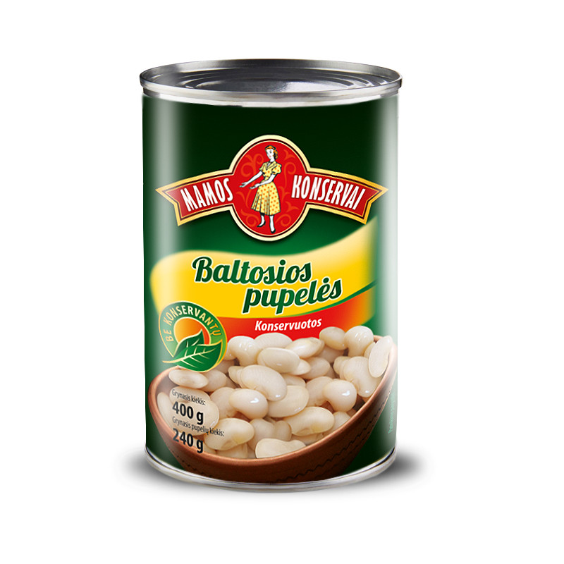 Baltosios pupelės Mamos konservai 400g/240g
