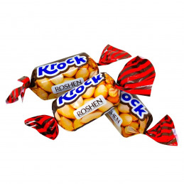 Glaistyti saldainiai  Krock su žemės riešutų pasta