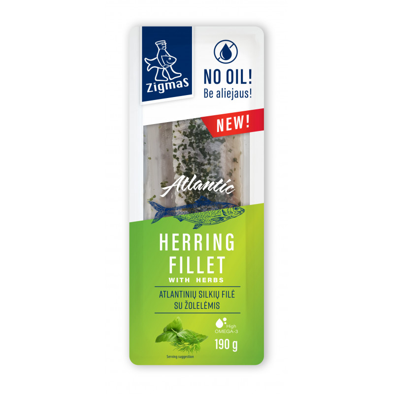 Sūdyta silkių filė be aliejaus  Zigmas  su žolelėmis 190g