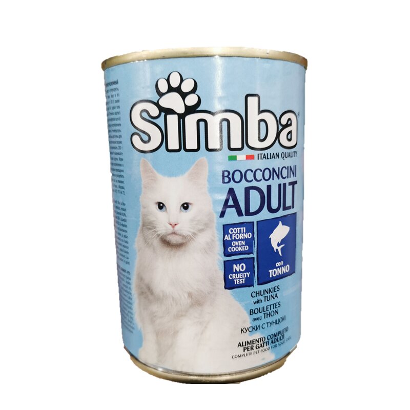 Visavertis konservuotas pašaras suaugusioms katėms Simba su tunu,415g