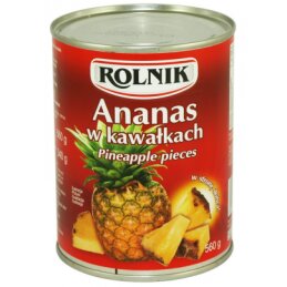 Ananasų gabaliukai  Rolnik  sirupe 560g/340g