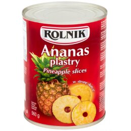 Ananasų griežinėliai sirupe  Rolnik  560/340g