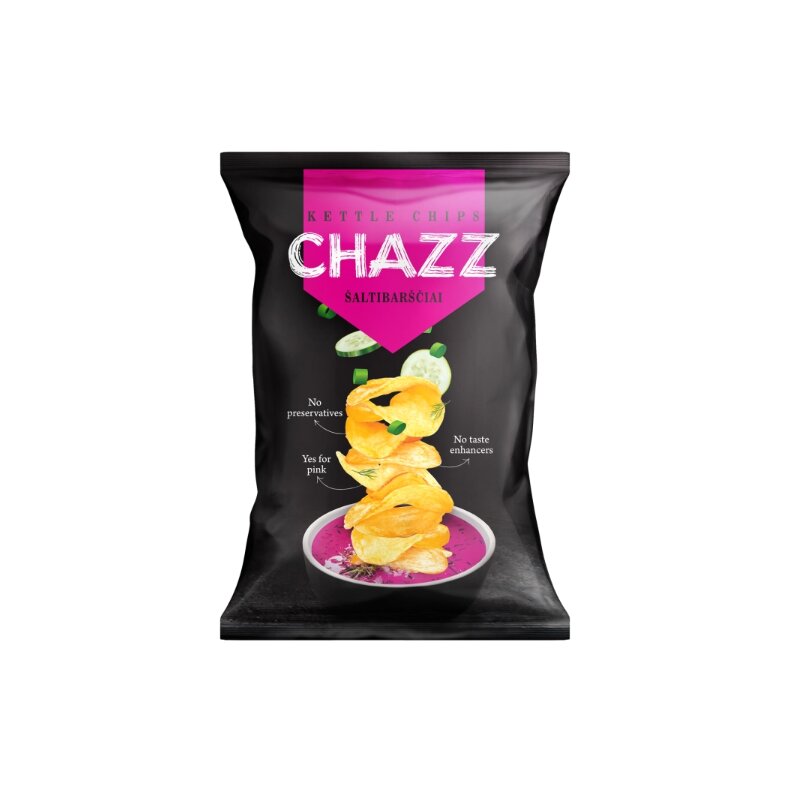 Bulvių traškučiai  Chazz  šaltibarščių skonio, 90g