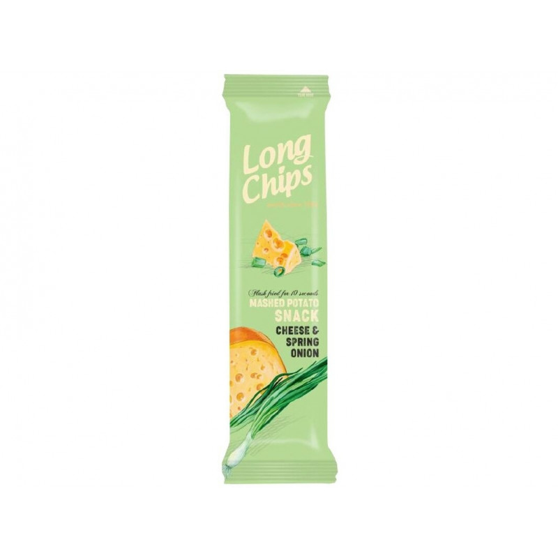 Bulvių tyrės užkandis "Long chips" 75g sūrio ir svogūnų skonio