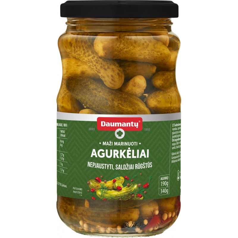 Daumantų agurkėliai, 340g/190g