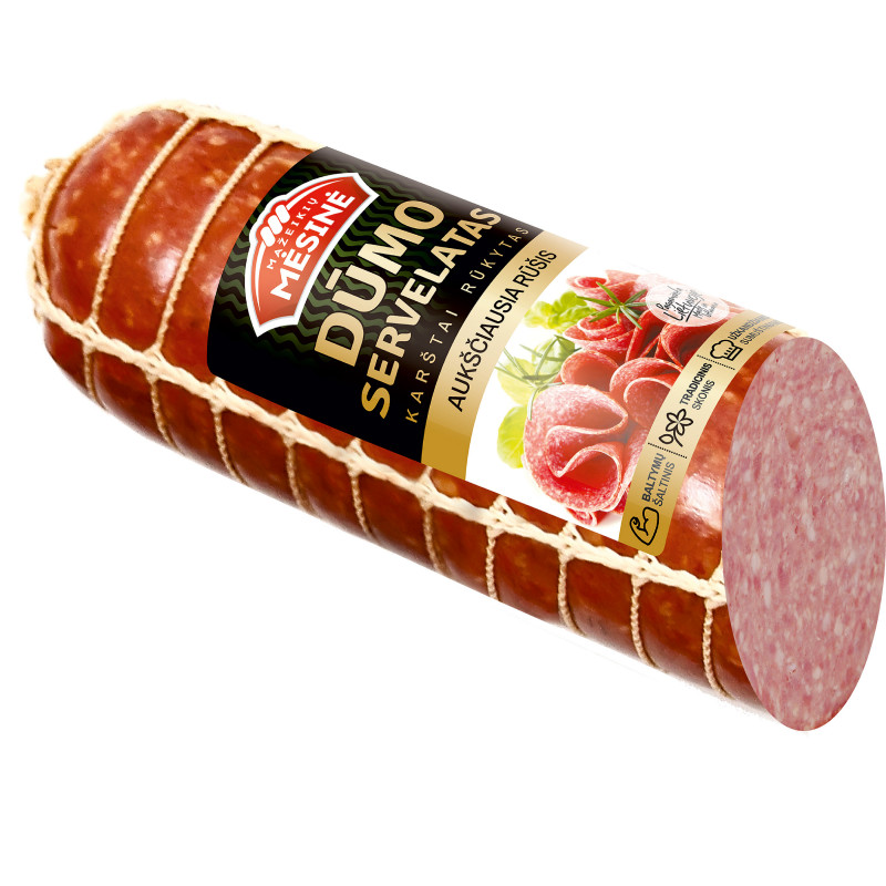 Karštai rūkytas servelatas Dūmo 360g Mažeikių mėsinė