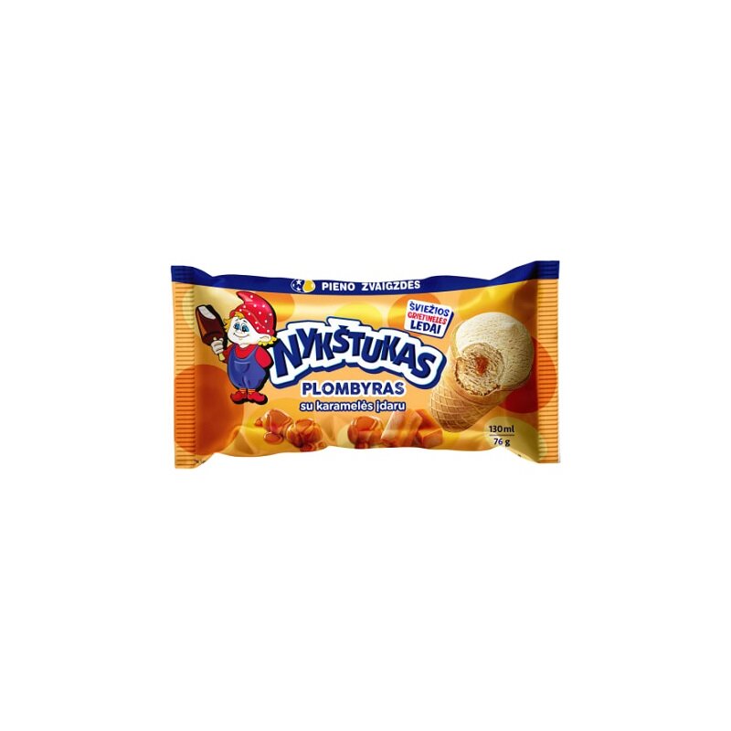 Ledai Nykštukas  130ml/76g karamel. plombyr. su karameliniu įdaru