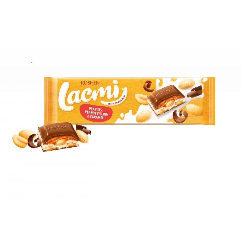 Pieninis šokoladas  Roshen Lacmi  sužemės riešutais, 295g