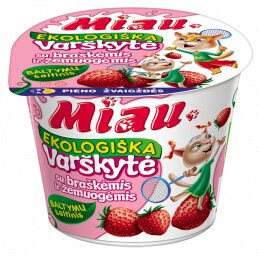 Varškytė Miau  100g su braškėmis ir žemuogėmis