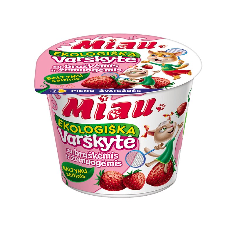 Varškytė Miau  100g su braškėmis ir žemuogėmis