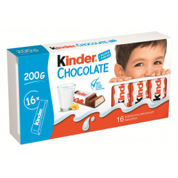 Pieninio šokolado batonėliai  Kinder Chocolate  16vnt 200g su pieninių įdarū