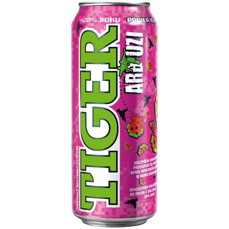 Gazuotas energinis gėrimas Tiger 500 ml arbūzų skonio