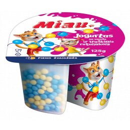 Jogurtas Miau  125g su vanile ir traškiais rutuliukais, 5,0% riebumo