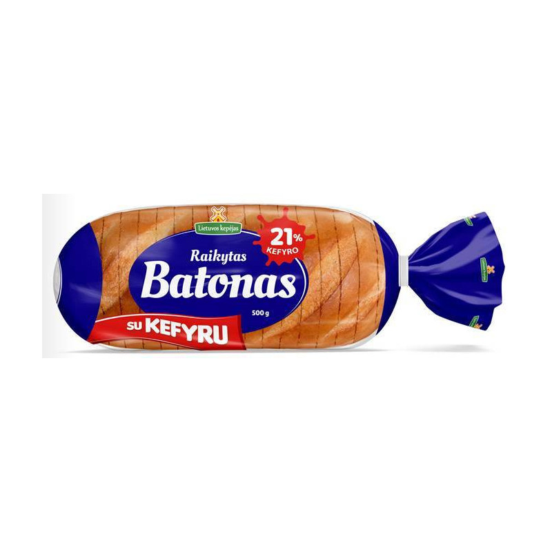 Raikytas batonas 500g  su kefyru/ Lietuvos kepėjas