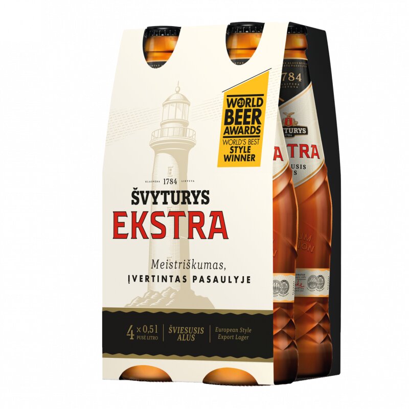 Šviesusis alus  Švyturys  Ekstra (5.2%), 4x500 ml