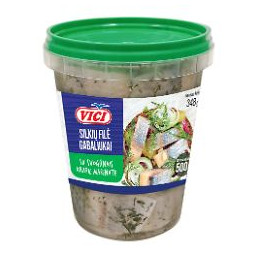 Silkių filė gabaliukai su svogūnais krapų marinate, 500g