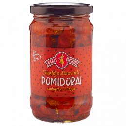 Saulėje džiovinti pomidorai saulėgrąžų aliejuje  Mamos konservai 280g/180g