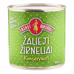 Konservuoti žalieji žirneliai Mamos konservai 420g/273g