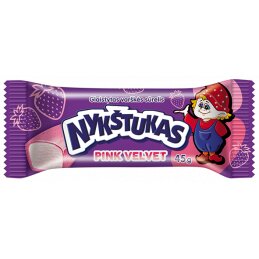 Glaistytas varškės sūrelis  Nykštukas  45g Pink Velvet su braškėmis