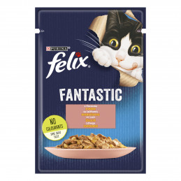 Katėms  Felix  Fantastic 85g su lašišomis drebučiuose