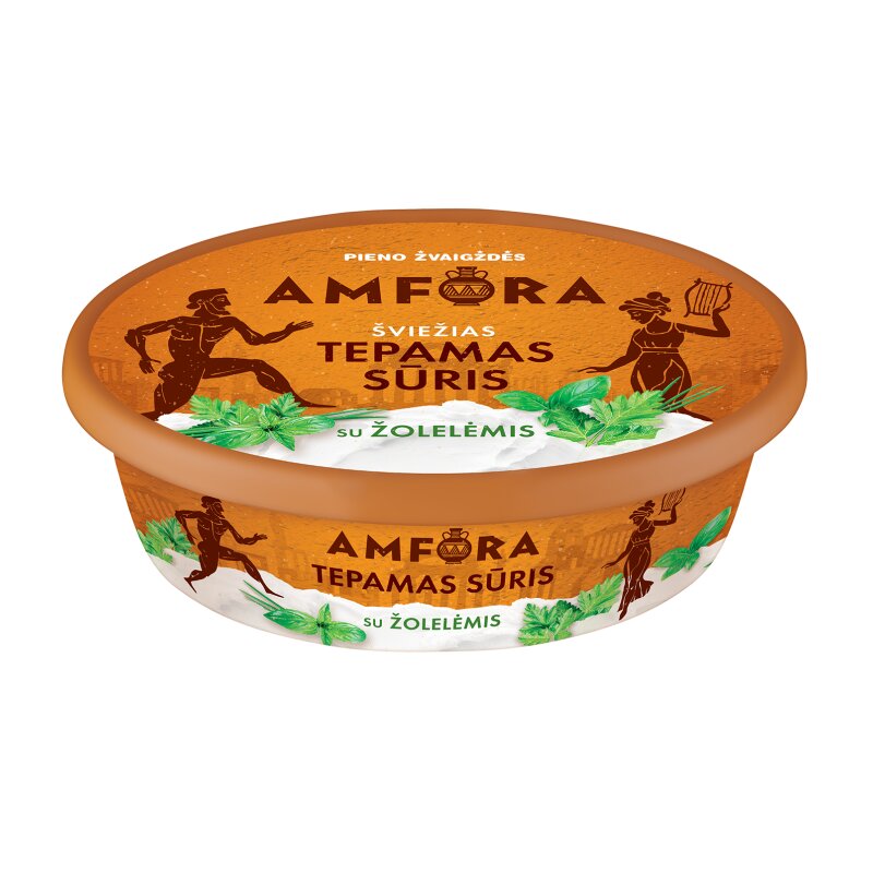 Šviežias tepamas sūris Amfora  180g 23% su žolelėmis