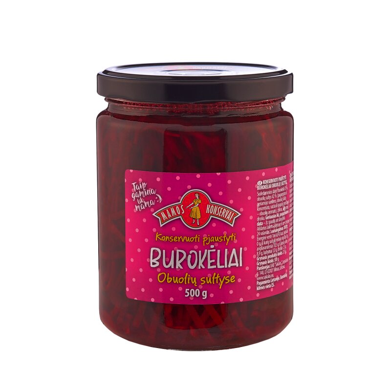Burokėliai obuolių sultyse, pjaustyti  Mamos konservai  500g