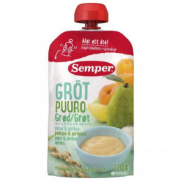 Paruošti vartoti ryžių ir avižų košė su kriaušėmis ir abrikosais nuo 6 mėn.  Semper  120g