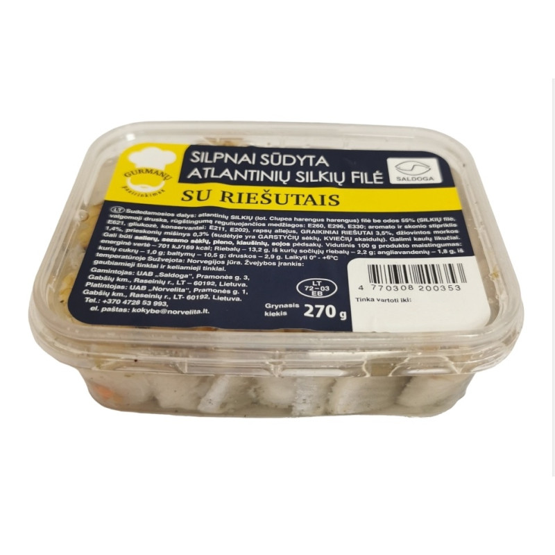 Silpnai sūdyta GURMANŲ silkių filė su riešutais 270g
