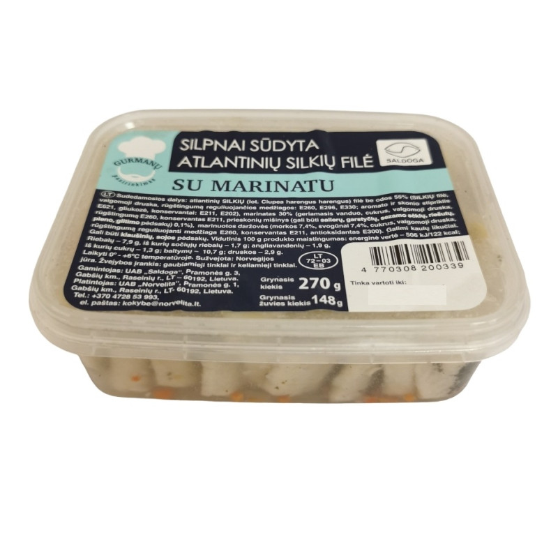 Silpnai sūdyta GURMANŲ silkių filė su marinatu 270g