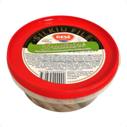 Sūdyta silkių filė ''Tradicinė''  su marinuotais svogūnais ir krapais aliejuje,480g