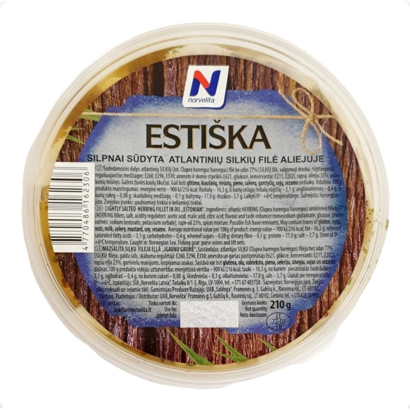 Silpnai sūdyta ESTIŠKA silkių filė, 210g