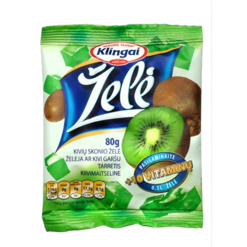 Želė kivių skonio 80g +10vitaminų /Klingai
