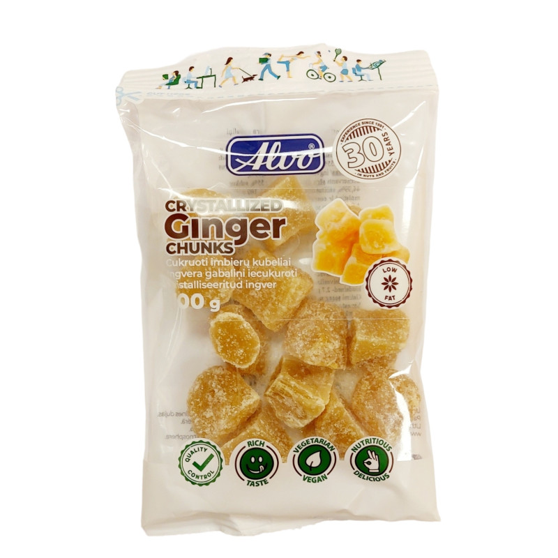 Džiovinti imbiero kubeliai, 100g cukruoti