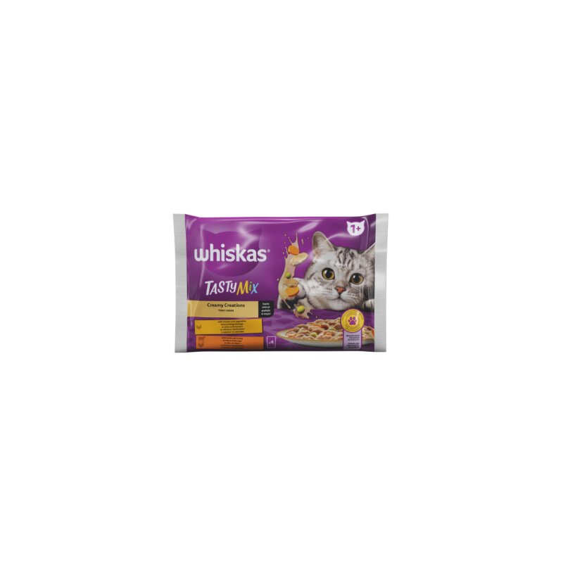 Visavertis šlapias ėdalas katėms WHISKAS Tasty Mix Creamy Creations 4*85g