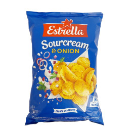 Traškučiai  Estrella  grietinės ir svogūnų skonio, 130 g