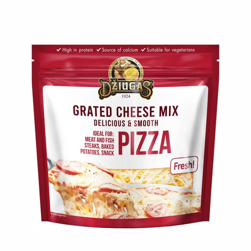 Tarkuotas sūris  Džiugas  picai, 43% riebumo 200g