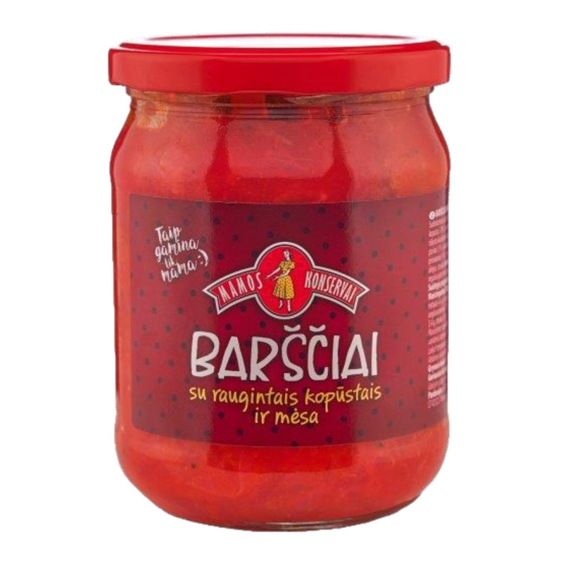 Barščiai su raugintais kopūstais ir mėsa  Mamos konservai  500g