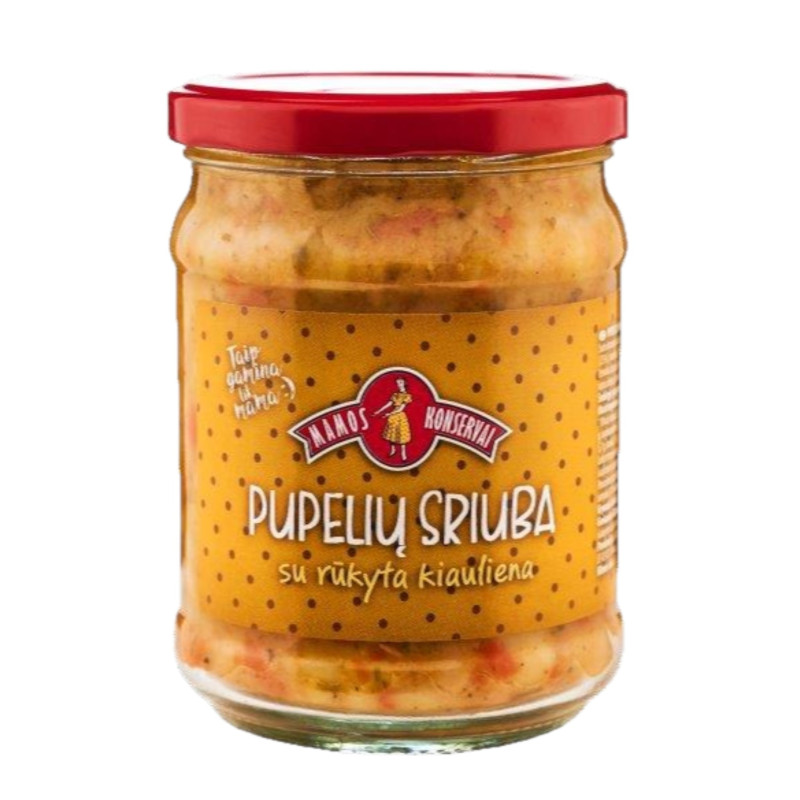 Pupelių sriuba su rūkyta kiauliena  Mamos konservai , 500g