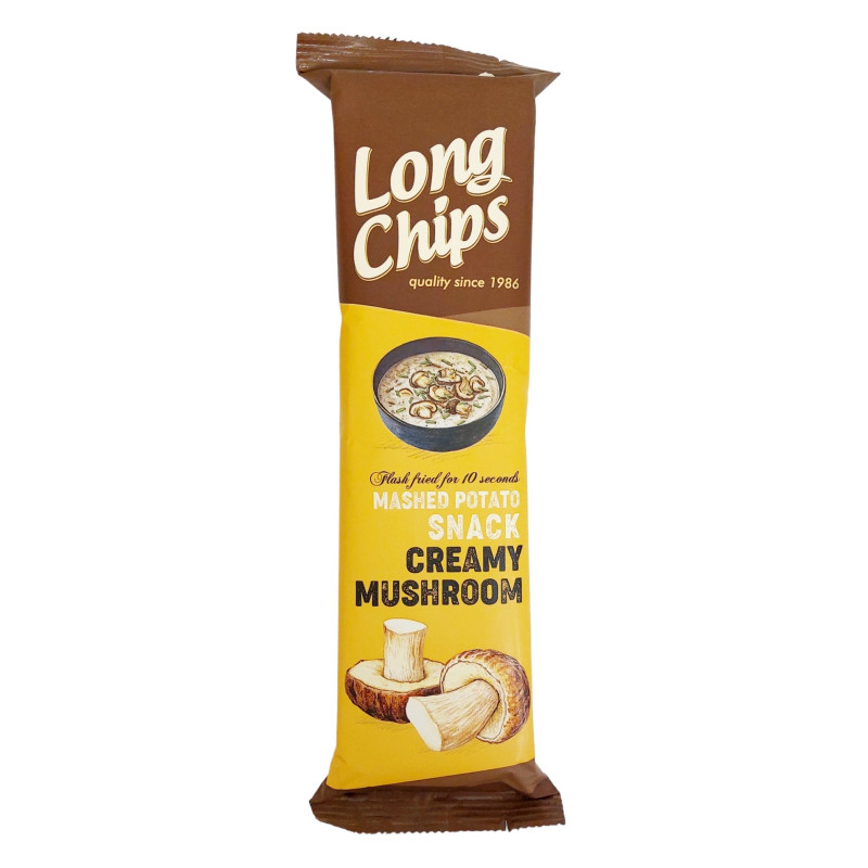 Bulvių tyrės užkandis  Long chips  75g, kreminio grybų skonio