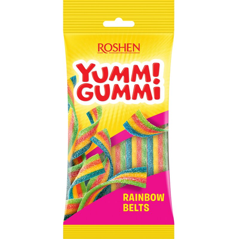 Želiniai saldainiai   Yummi Gummi  rūgščios juostelės, 70g